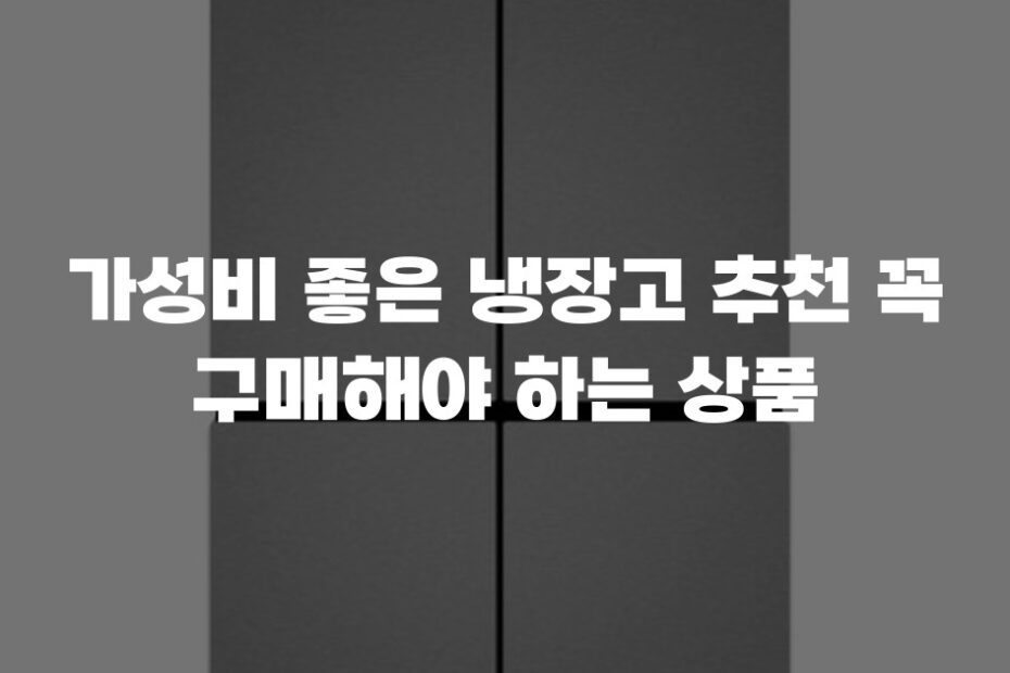 가성비 좋은 냉장고 추천 꼭 구매해야 하는 상품