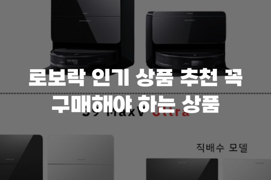 로보락 인기 상품 추천 꼭 구매해야 하는 상품