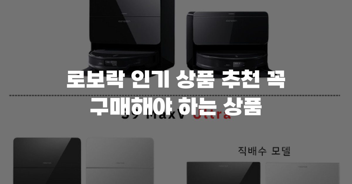 로보락 인기 상품 추천 꼭 구매해야 하는 상품