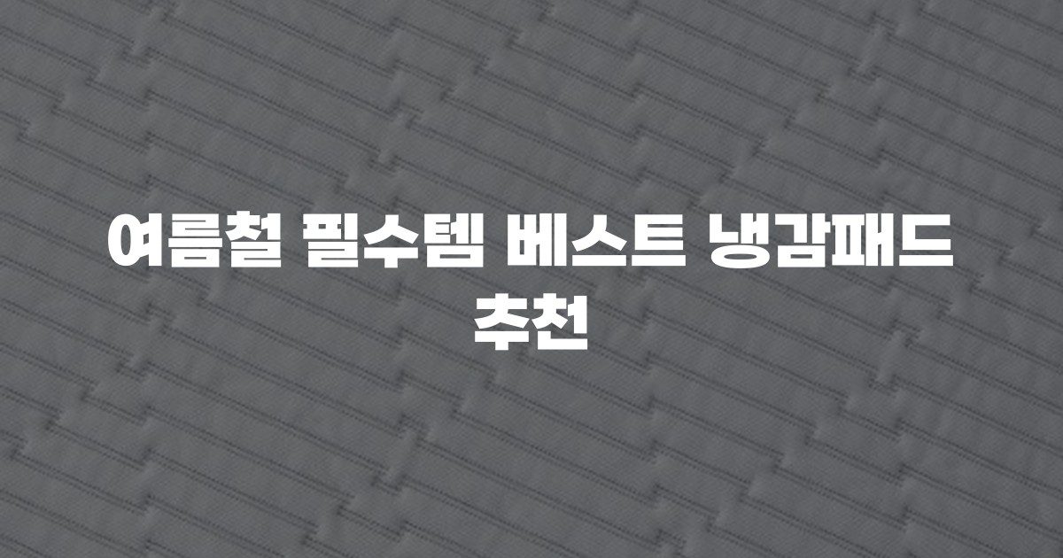 여름철 필수템 베스트 냉감패드 추천